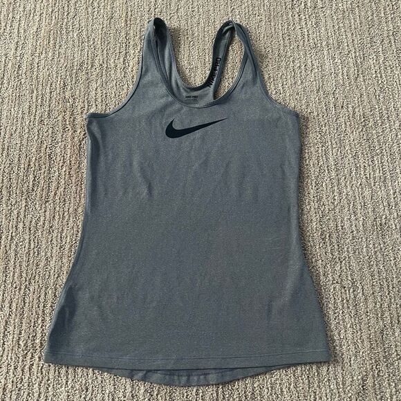 Nike Grey Logo Dri-fit Workout Tank Top - Picture 1 of 8